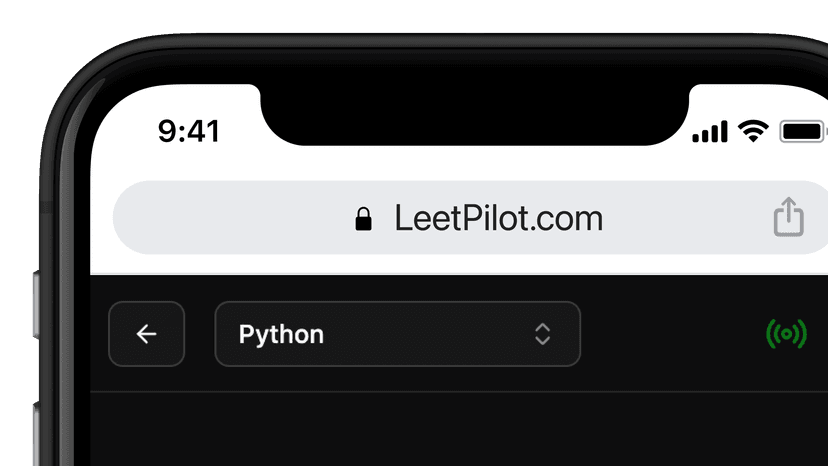 Helper device displaying LeetPilot interface