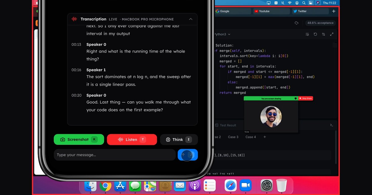 Screenshot of LeetPilot, Hidden Mac coding assistant you operate from your phone